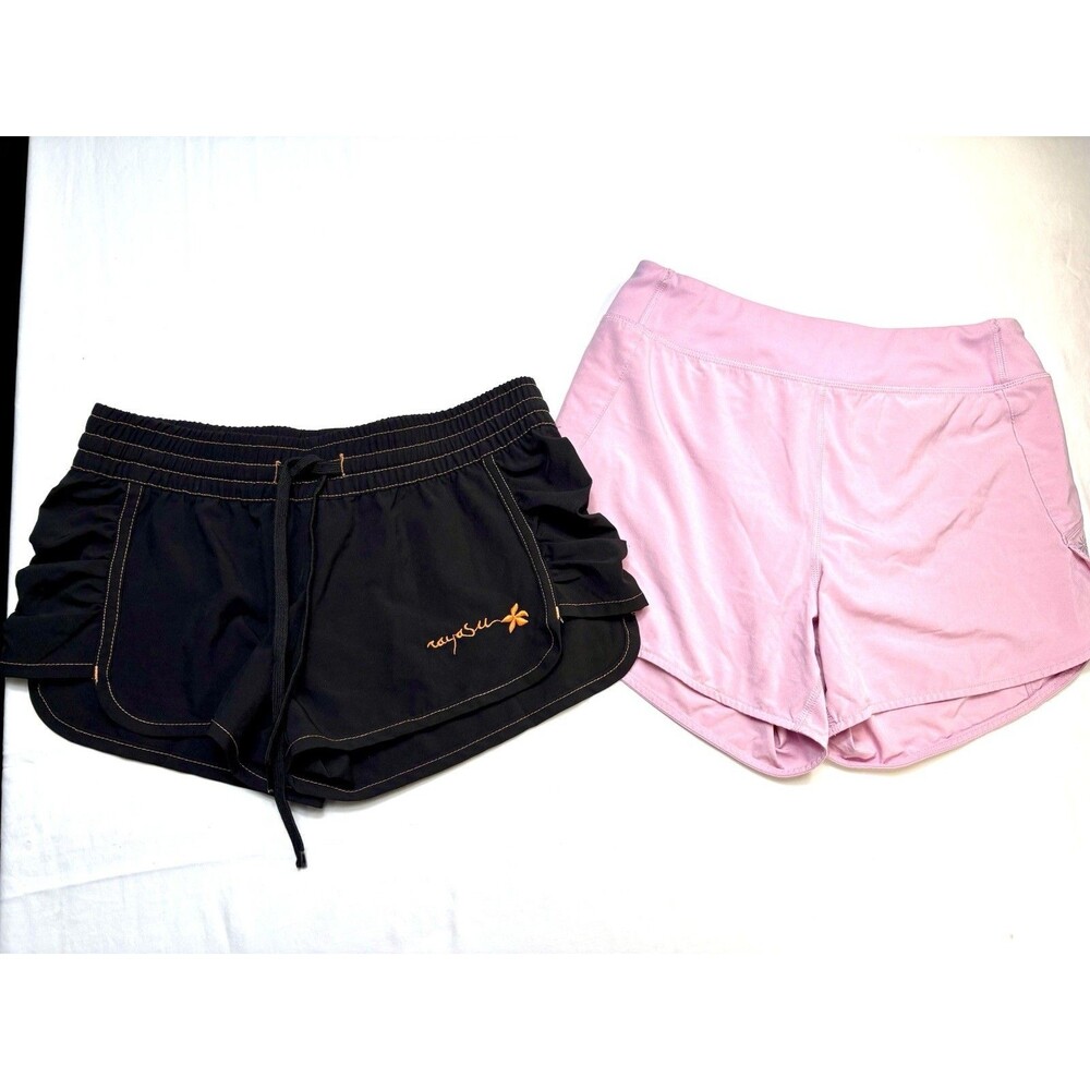 Athleta Girl Lot of 2 Athletic Shorts Small/girls 14 Pink Black Drawstring Waist